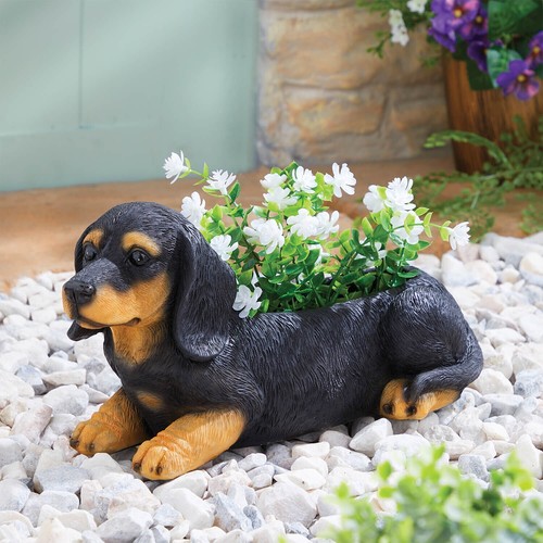 Dachshund planter garden patio - dachshund,